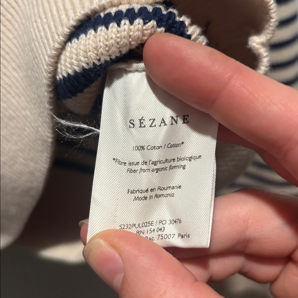 SEZANE daisy stripe jumper crewneck sweater - Picture 6 of 7